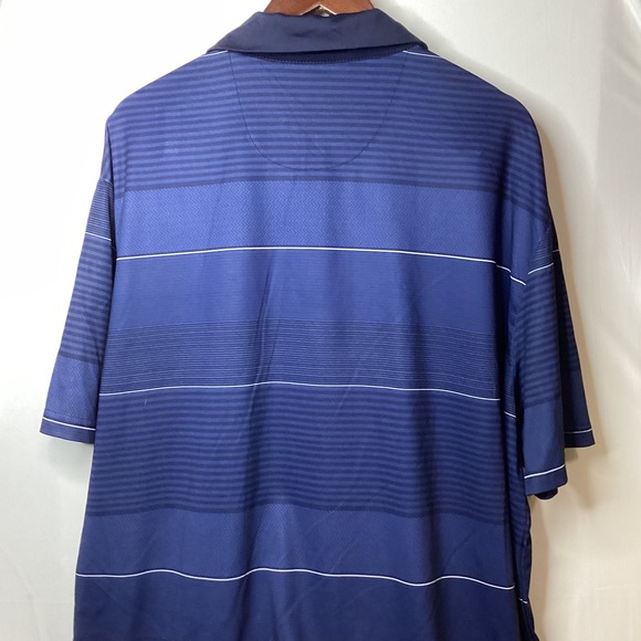 Ben Hogan Performance Golf Polo Shirt 2XL Blue Striped 30% Recycled Polyester‎ - Picture 2 of 11